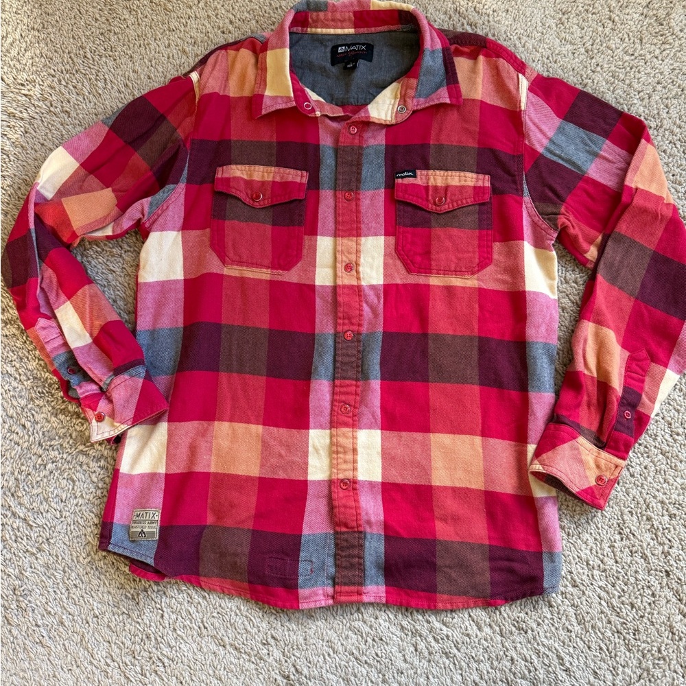 Matix Multicolor Red Plaid Button Down Shirt